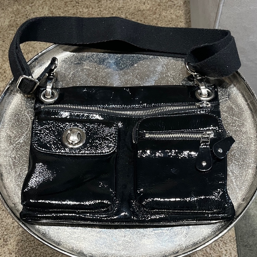 Black Patent Leather Crossbody Bag